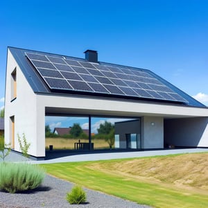 solar panels on a modern self build home